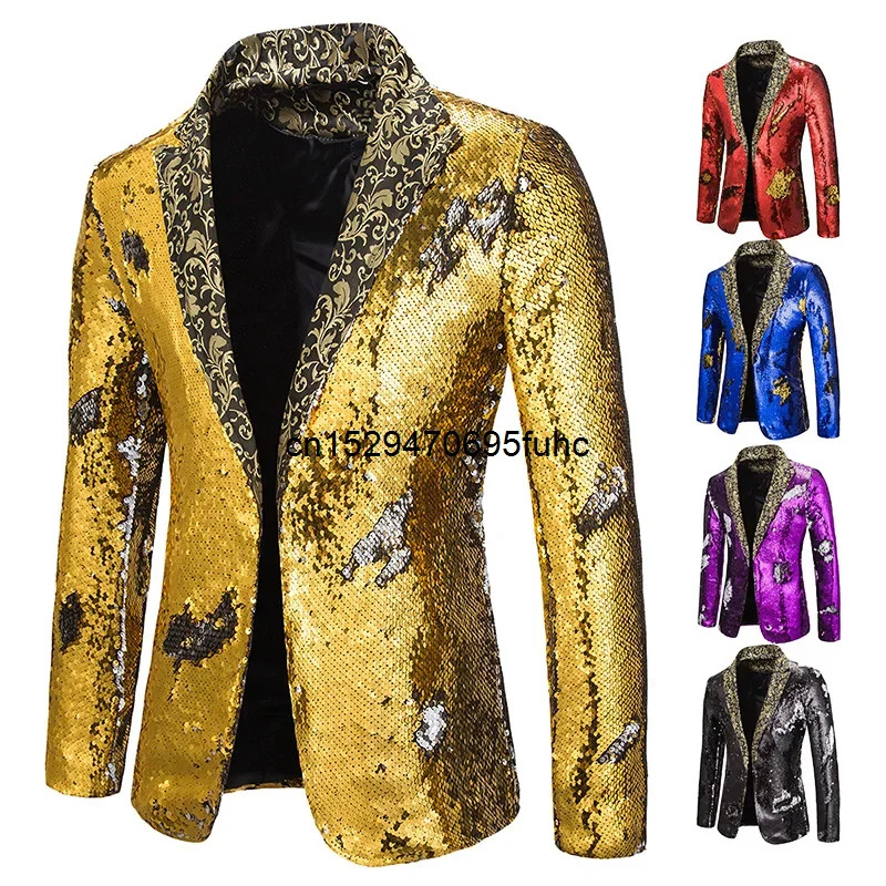 Men'S Grooming Club - 2025 aaa Blazer brillant paillettes col