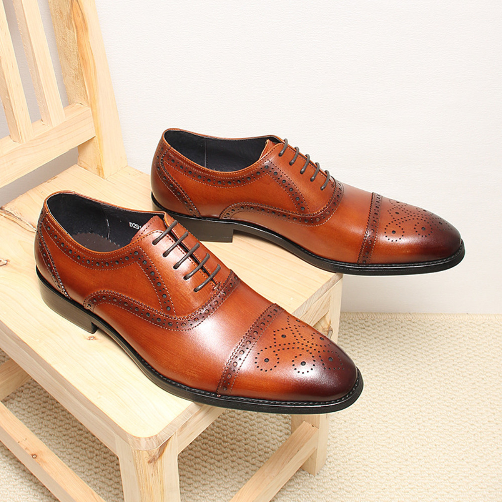 Men'S Grooming Oxford - Chaussures habillées brogues en cuir pleine