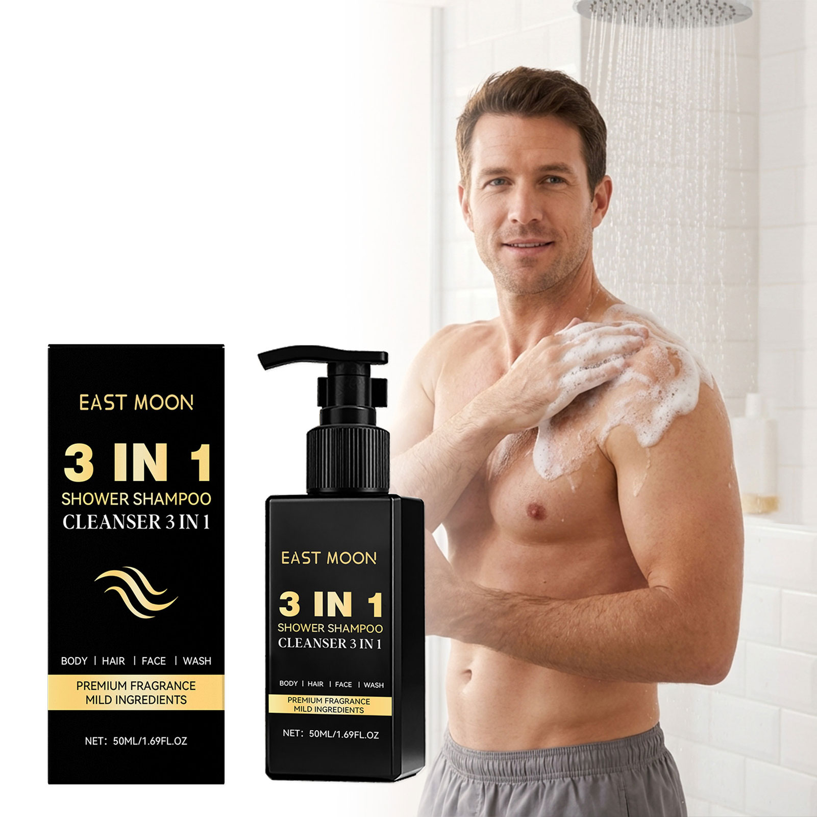 Face Wash Mens - Shampoing 3 en 1 pour hommes,
