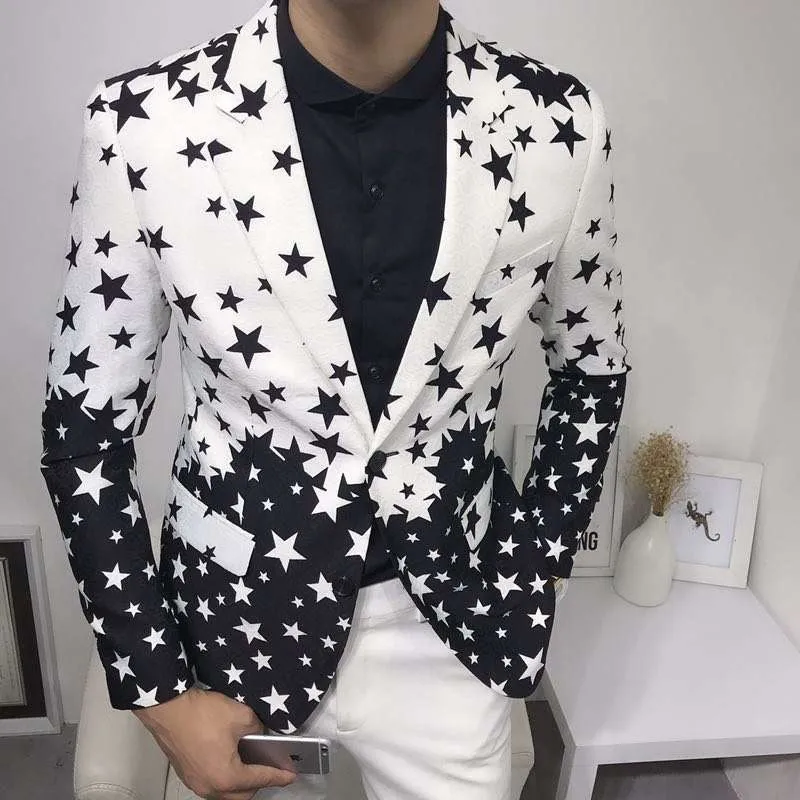 Men'S Grooming Club - Blazers ajustés à imprimé étoiles Nouveauté