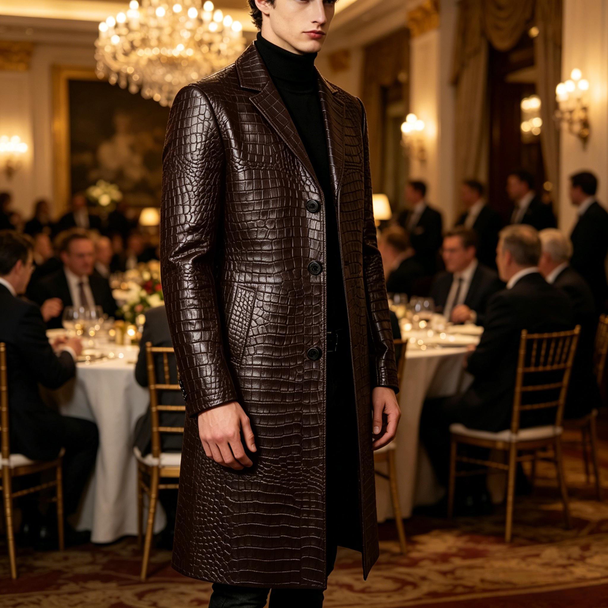 Manteau long en cuir gaufré cr - Men'S Grooming Oxford avis et prix