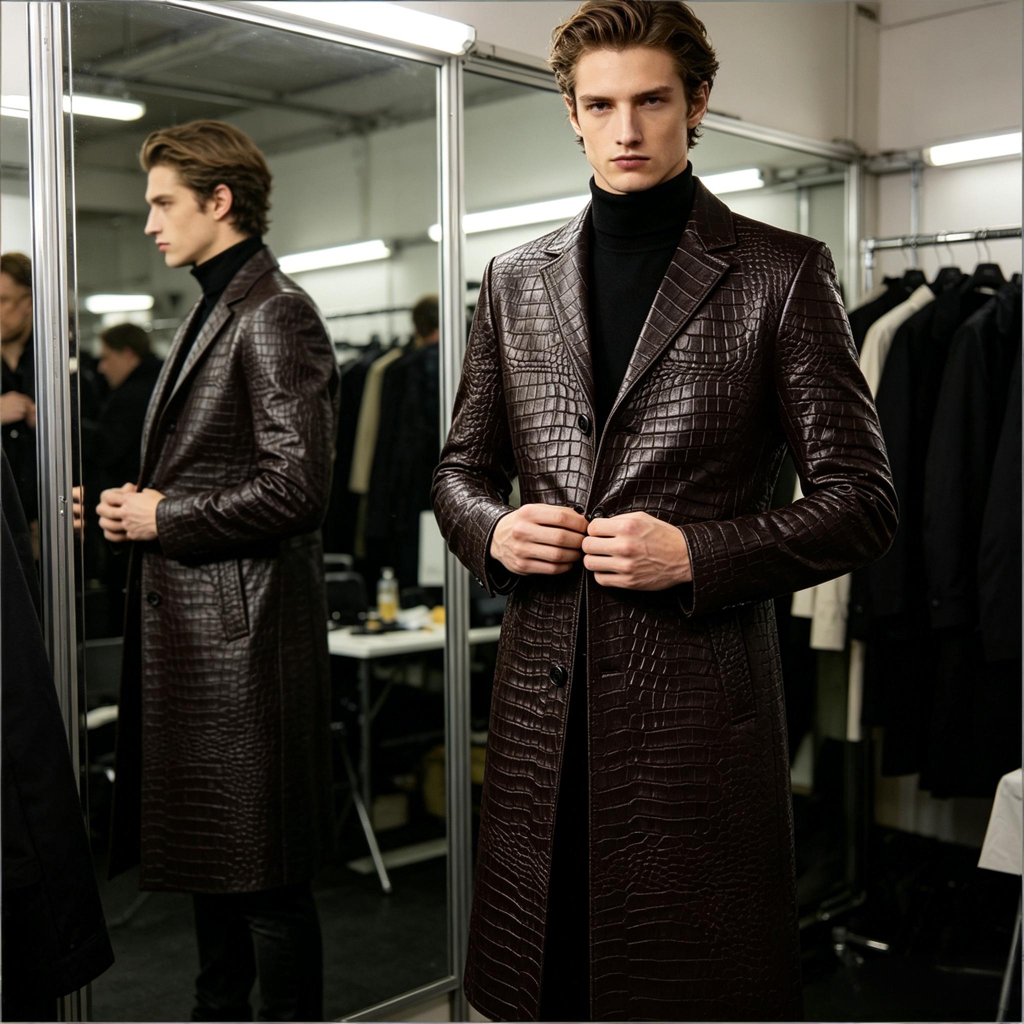 Manteau long en cuir gaufré cr - Men'S Grooming Oxford avis et prix